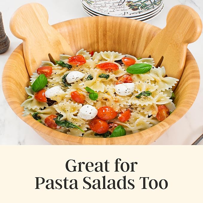 Totally Bamboo Salad Hands – Bamboo Salad Serving Utensils for Serving & Tossing