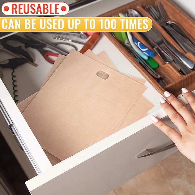 12Pcs Non-Stick Toaster Bags Reusable – 6.7"x7.5" Grilled Cheese Bags, Heat-Resistant & Easy to Clean | Mess-Free Toasting, Sandwiches, Panini & More | Compatible with Toaster, Oven, Microwave & Grill