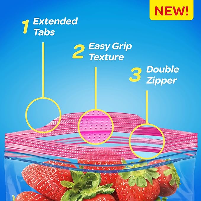 SC Johnson Professional Ziploc Storage Bags, For Food Organization and Storage, Double Zipper, 2 Gallon, 100 Count