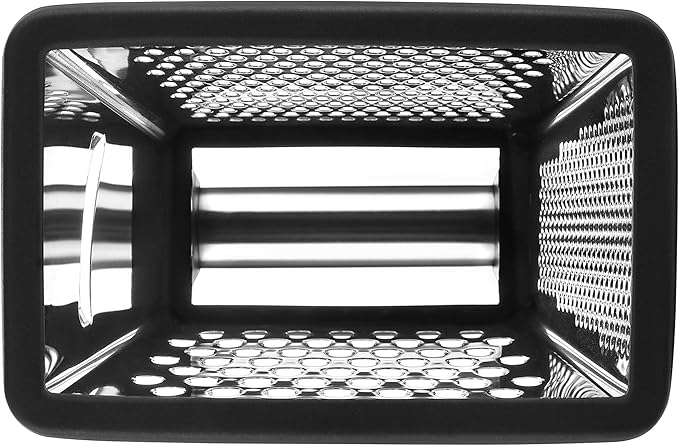 Spring Chef Professional Cheese Grater - Stainless Steel, XL Size, 4 Sides - Perfect Box Grater for Parmesan Cheese, Vegetables, Ginger - Dishwasher Safe - Black