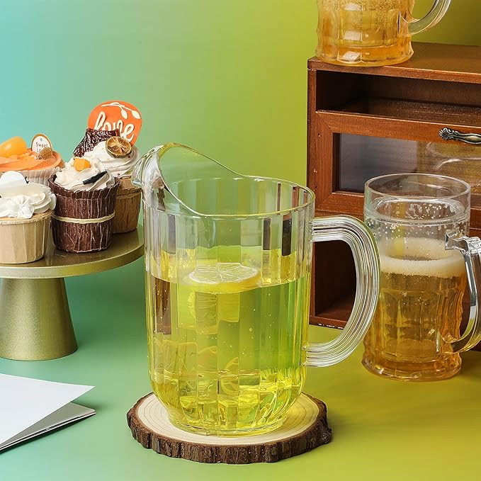 Tessco for you Plastic Pitchers 60 Ounce Clear Restaurant Jug Large Water Pitcher Carafe Serve Milk Tea Juice Drink for Parties Container Dispenser Beer Jar(1 Pcs)