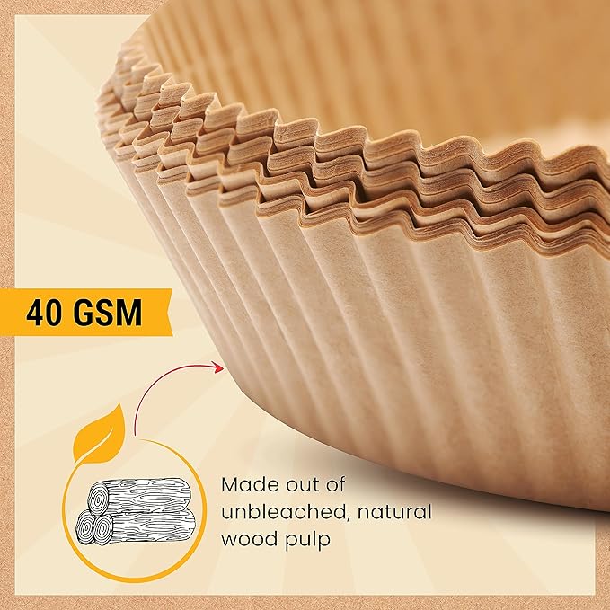 Air Fryer Liners for Ninja, 125 Pcs Round Disposable Airfryer Paper Liners – Non-Stick and Oil Proof for Easy Cleanup, Great for Oven, Pans & Baking – 8 Inch for 5-8 qt Basket by Baker's Signature