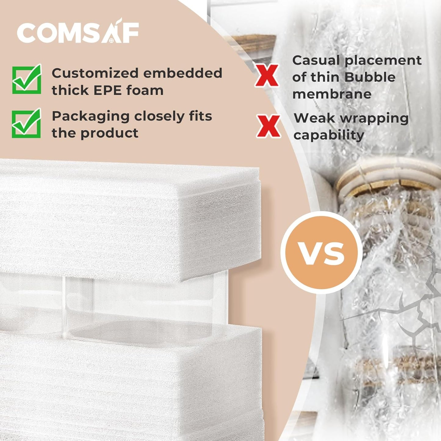 ComSaf 148 oz Glass Food Storage Containers, 1.2 Gallon Glass Flour and Sugar Containers with Lids, Large Square Glass Jars with Bamboo Lids for Rice, Pasta, Oats, Grains, Cookies, Coffee Beans