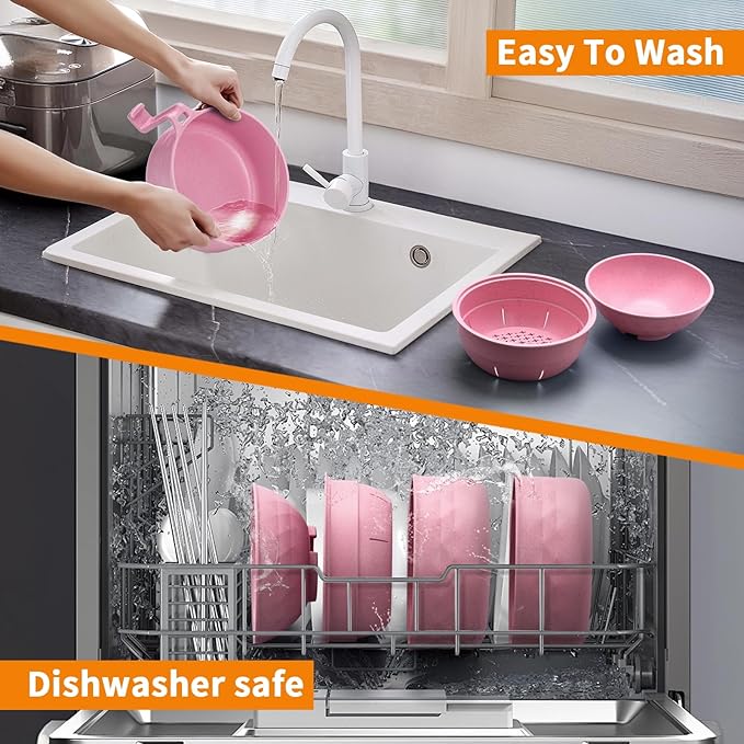 Ramen Cooker,32oz Ramen Bowl Set,Microwave Ramen Bowl, Microwave Bowl with Lid, Portable Noodle Bowls,for Home Office Dorm Room College gift (Pink)