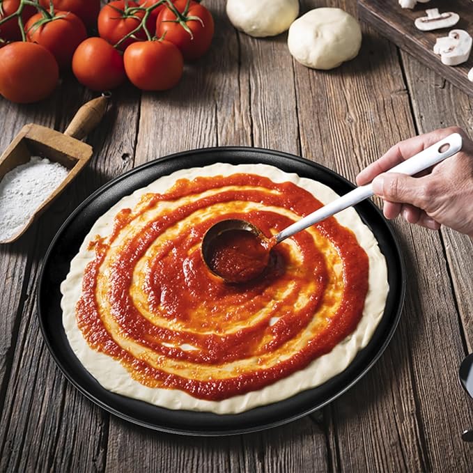 E-far 13.5 Inch Pizza Pan Set of 2, Nonstick Pizza Pie Pan Tray Platter, Metal Round Baking Sheet Cooking Pan for Oven, Durable & Stainless Steel Core