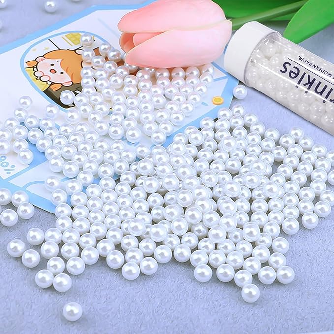 Edible Pearl Sugar Sprinkles White Candy Pearls Baking Decorations 10mm 130g/4.58 Oz White Sprinkles Sugar Pearl for Cake Decorating Edible Ball Sprinkle Ice Cream Toppings Wedding Chirstmas Supplies
