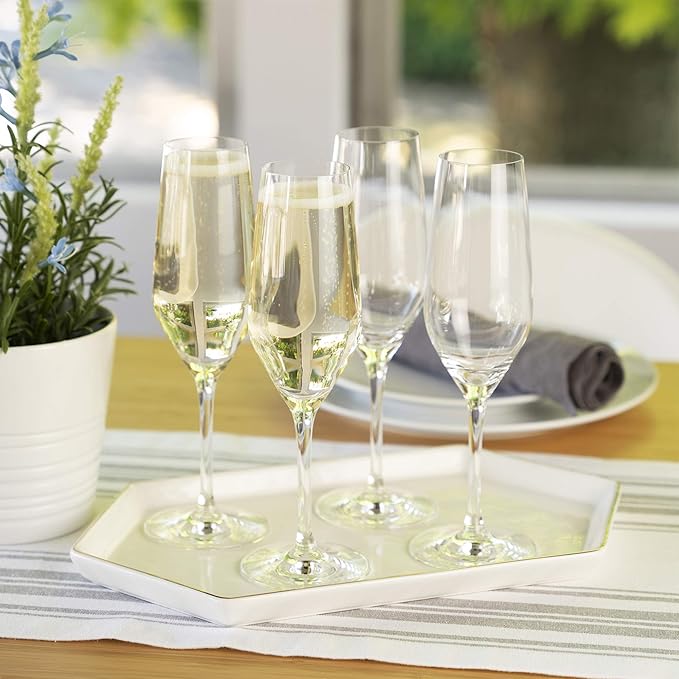 Spiegelau Style Champagne Wine Glasses Set of 4 - European-Made Crystal, Classic Stemmed, Dishwasher Safe, Professional Quality Wine Glass Gift Set - 8.5 oz