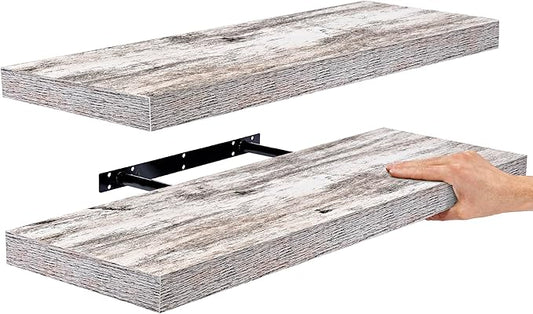 Sorbus Floating Shelves, Wall Shelves for Bedroom, Kitchen, Living Room, Bathroom Shelves Over The Toilet, Home Decor, Farmhouse, 24 x 9 Inch Wall Mounted Floating Shelves for Wall, 2 Pack, Rustic