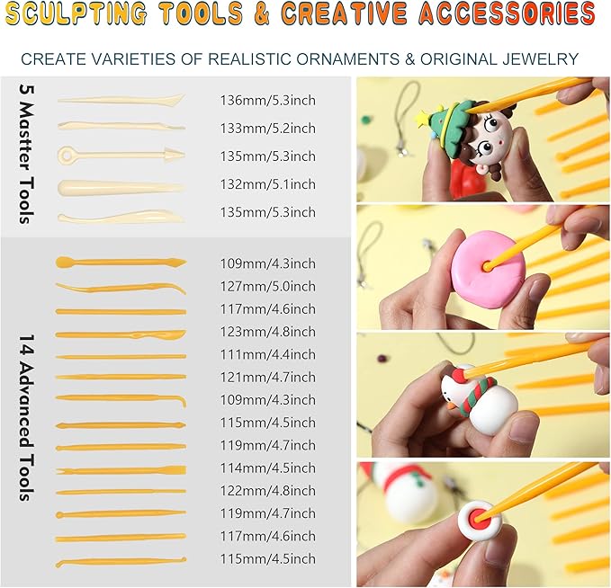 Polymer Clay 60 Colors, Modeling Clay for Kids Oven Baked Model Clay Non-Sticky with Sculpting Tools DIY Starter Kits,and Accessories