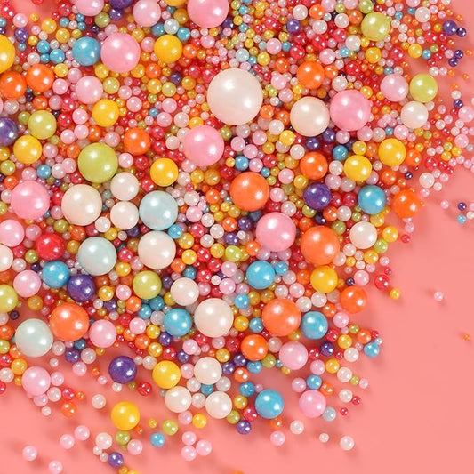Kasvan Mixed Pearl Sugar Sprinkles - Edible Candy Pearls 130g/4.58 Oz, Mix Size, Baking Cake Decorations, Ice Cream Toppings and Cookie Decorating, Wedding Party Chirstmas Supplies