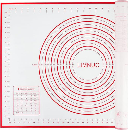 Silicone Baking Mat，Non Stick Rolling Dough with Measurements for Pie Pizza Cookies Fondant Making，Extra Thick Non Slip Silicone Pastry Mat