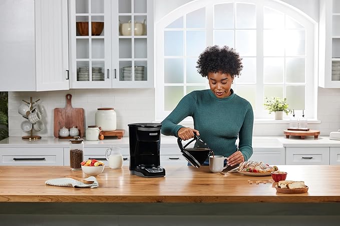 BLACK+DECKER 12-Cup Digital Coffee Maker, Programmable, Washable Basket Filter, Sneak-A-Cup, Auto Brew, Water Window, Keep Hot Plate, Black