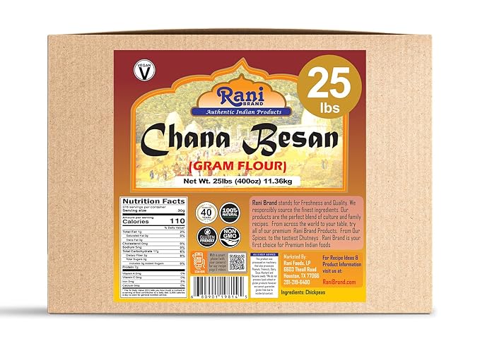 Rani Chana Besan (Chickpeas Flour, Gram) 400oz (25lbs) 11.36kg Bulk Box ~ All Natural | Vegan | Gluten Friendly | NON-GMO | Kosher | Indian Origin