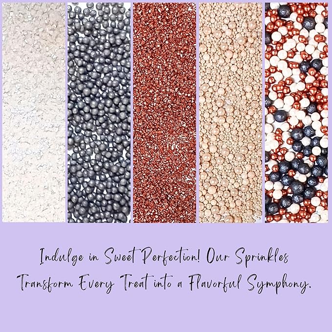 Sprinkles - Confect Sprinkles for Cakes & Cupcakes Decoration Assorted pack of 5 Starry Night Sprinkles Mix Black, White & Bronze Dragees Sparkling Sugar White & Bronze | Vegan, Gluten-Free, Nut-Free, Soy-Free, Dairy-Free, Palm Oil-Free- 5 Oz