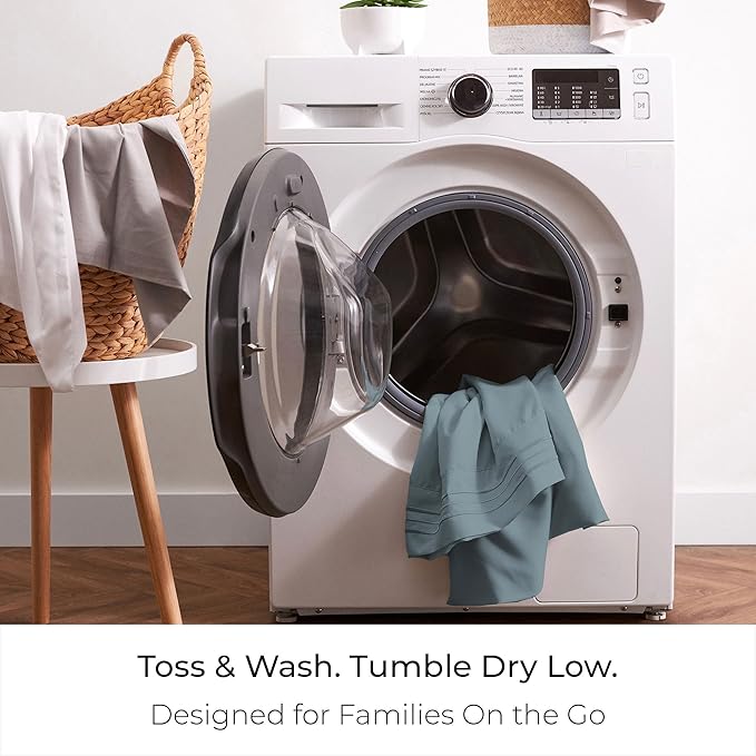 Mellanni Queen Sheets Set - 4 PC Iconic Collection Bedding - Hotel Luxury, Extra Soft, Cooling Bed Sheets - Wrinkle, Fade, Stain Resistant (Queen, Spa Blue)