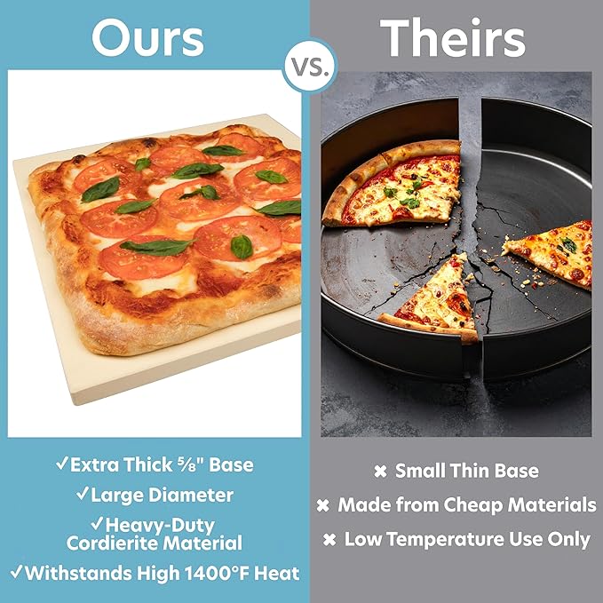 CucinaPro Pizza Stone for Oven, Grill, BBQ- Extra Thick 5/8" Cordierite Rectangular Baking Stone for Better Cooking- 16" x 14" Pan- Holds High Temp For Crispy Crust- Kitchen Essential Must Have Gift