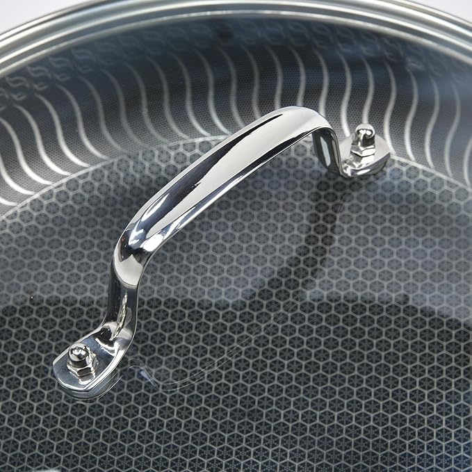 12 IN Glass Lid with Stainless Steel Handle for Frying Pan, Tempered Replacement Cover Compatible for Skillets, Round Cast Iron, Cast Aluminium, Stainless Steel Pans & Pots (297mm-312mm)