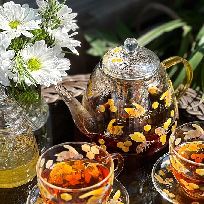 Heat-Resistant Glass Teapot with Infuser (Honey Bee)