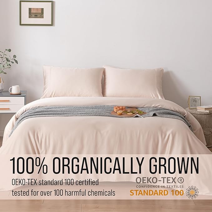 Bella Coterie Luxury Bamboo Viscose Split Top King Size Sheet Set | 100% Organically Grown | Ultra Soft | 34" Split | Cooling for Hot Sleepers | 18" Deep Pocket [Champagne]