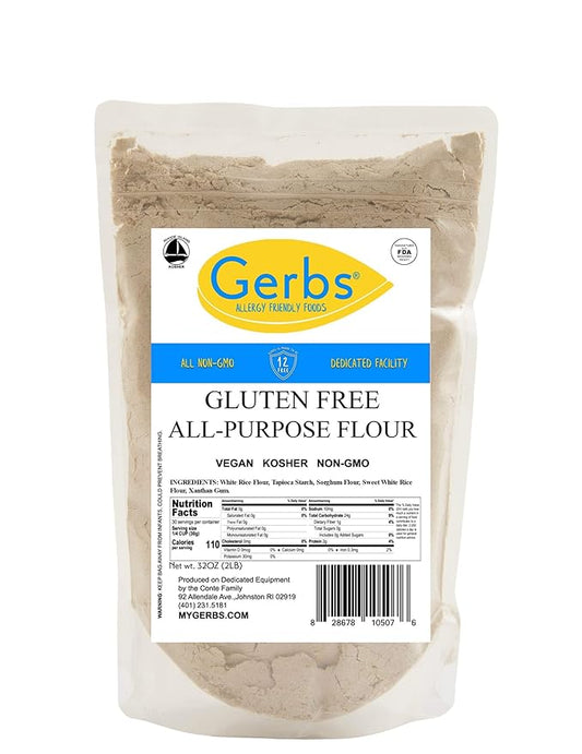 Gerbs All Purpose Gluten Free Baking Flour 2 lbs. | Custom Blend, No Additives, Resealable Bag | Smooth Texture, Neutral Taste for Versatile Use | Top 14 Allergen-Free