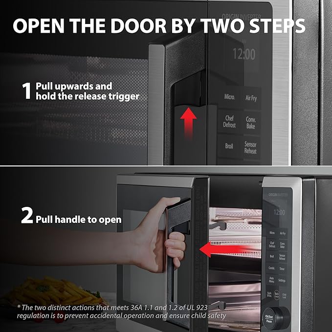 TOSHIBA ML2-STC13SAIT(SS) Air Fryer Combo Countertop Microwave Ovenwith 2.4-Inch Color Screen, Origin Inverter Technology, Smart Sensor, Compatible with Alexa, 1100W, 1.3 Cu.Ft, Silver