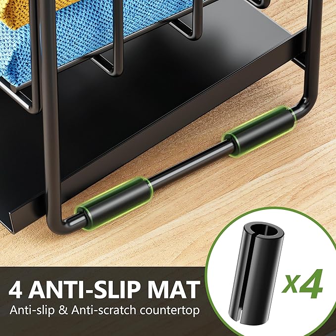 Cisily 2-Tier Kitchen Sink Caddy Organzier Rack with Flexible Dish Brush Holder, Sponge Holder for Kitchen Sink Countertop Organization Storage,Home Decor Accessories Essentials Stainless Steel