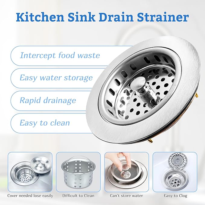 Metal World BS10101BN-4P Post Style Sink Strainer, 3-1/2" Metal Kitchen Strainer, Cast Brass Body Basket Strainer, Strainer with Stainless Steel Basket, Brushed Nickel Finish 4 Pack