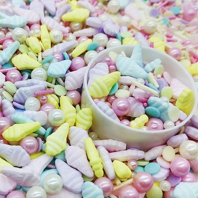 Ice Cream Sprinkles Candy Mix Size Edible Pearls Cake Decorations Cupcake Toppers Cookie Decorating Perfect for Wedding Party Valentine Halloween Christmas Supplies 4.58OZ