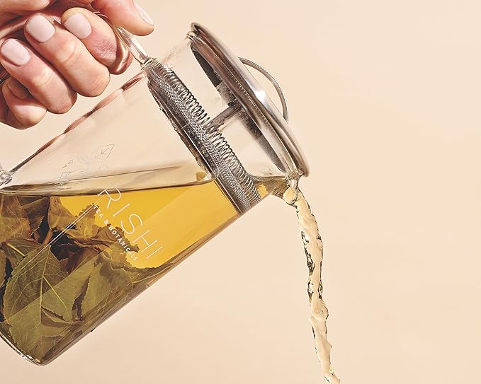 Rishi Tea Simple Brew Teapot - For 20oz Loose Tea Preparation, Built-in Strainer, Everyday Teaware, Easy to Clean, Borosilicate Glass, Enjoy Hot or Iced - 600ml