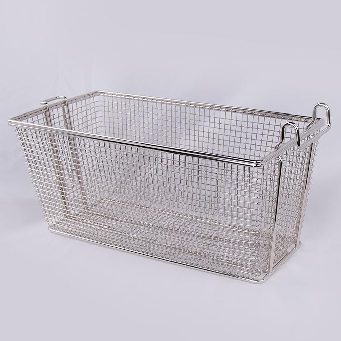 CLIVIA Deep Fryer Basket Only, 4 Pack Commercial Fry Baskets with Handle and Front Hooks, 13¼" x 6½" x 6" Frying Basket for Natural Gas Liquid Propane Deep Fryer