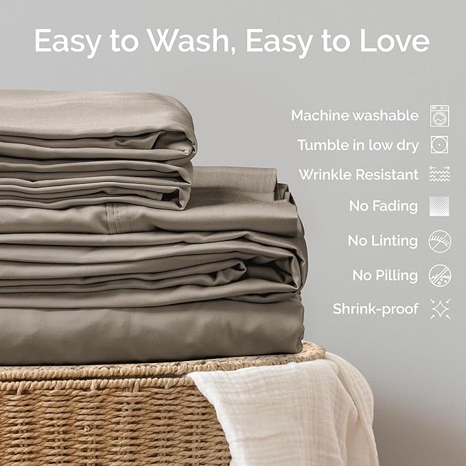 100% Viscose from Bamboo Sheets California King Size, Super Soft Bedding Set, 4PC Cooling Sheets for Hot Sleepers, Vegan Silk Moisture Wicking, Organically Grown Bedsheet, Sand - 72" x 84"