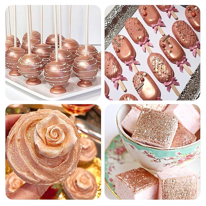 Rose Gold Edible Glitter Spray 10g Herbeklab Edible Rose Gold Glitter for Cakes Food Grade Drink Glitter for Cocktails Chocolate Cake Pop Strawberry