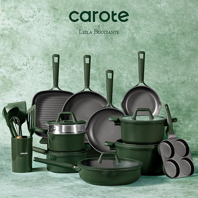 CAROTE 31PCS Pots and Pans Set, Nonstick Cookware Set Kitchen Non Stick Induction Cookware Non-toxic Granite Cooking set