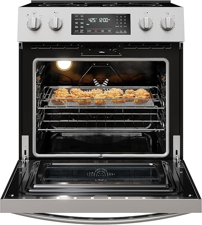 Kenmore Front Control Electric Range Oven with 5 Cooktop Elements with 7 Cooking Power Options, True Convection, Steam and Self Clean, Freestanding Oven, 4.8 cu. ft. Capacity Stainless Steel
