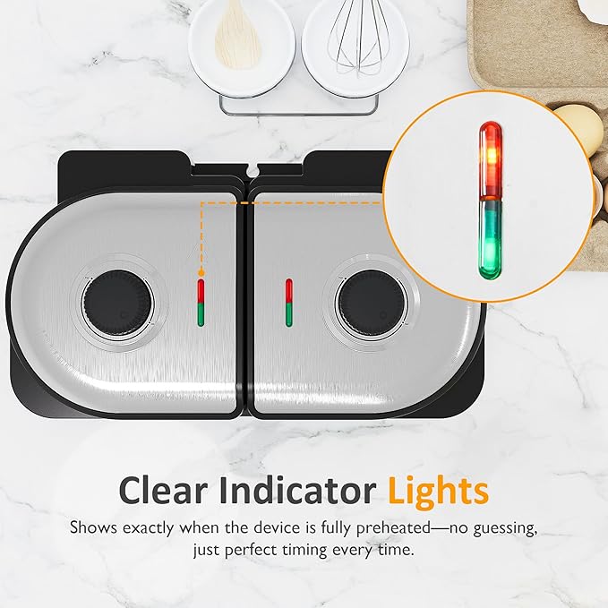 Sunvivi Dual Waffle Maker: Heart Waffle & Classic Waffle Iron with 2 Adjustable Temp Knobs, Nonstick Waffle Machine with Indicator Light, Easy to Clean, The best gifts for Her, Kids and Families
