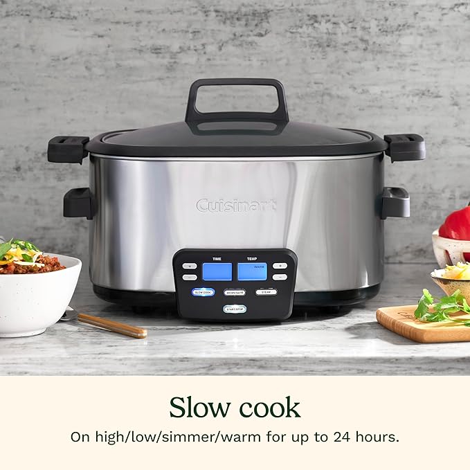 Cuisinart MSC-600 3-In-1 Cook Central 6-Quart Multi-Cooker: Slow Cooker, Brown/Saute, Steamer, Silver