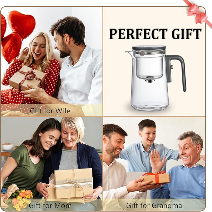 Enchanti Tea Pot - 600ml/20.3oz Witchcraft Magic Glass Teapot, Magnetic Water Separation Design, Borosilicate Infuser Pot with Strainer for Loose Leaf & Herbal Teas, Ideal for Tea Maker