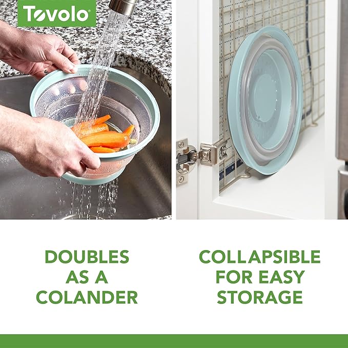 Tovolo Microwave Splatter Cover for Food, Small (Blue Haze) - Collapsible & Vented Silicone Splatter Guard Lid - Microwave Plate & Dish Cover with Handle - BPA-Free Kitchen Gadget for Meal Prep
