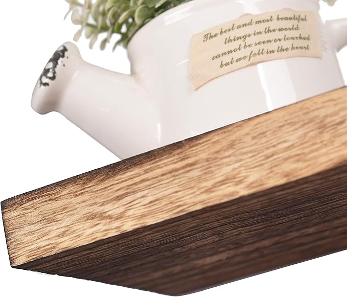 Wood Floating Shelves for Wall, Wooden Wall Shelves for Bedroom, Wall Mounted Shelves for Living Room, Set of 4 Light Brown 36 Inch