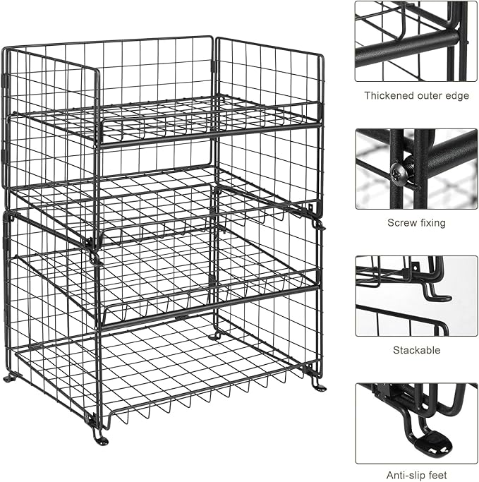 JKsmart 2-Pack Stackable Can Rack Organizer, Can Storage for Kitchen Pantry Cabinet, Can Holders for Food, Multifunctional Can Dispenser for Snacks Soda