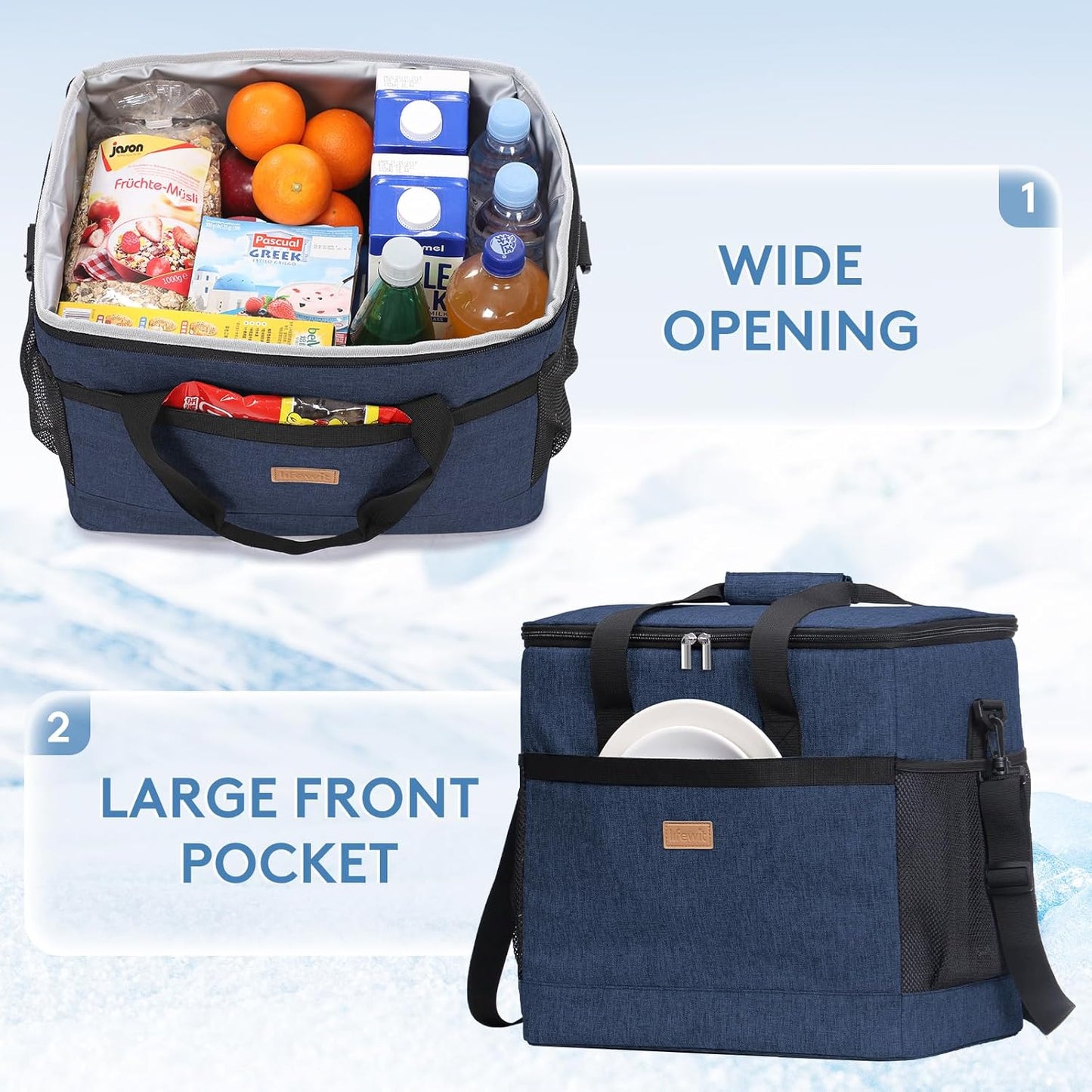 Lifewit Cooler Bag 30/50/60 Cans Collapsible and Insulated Large Lunch Bag Leakproof Soft Cooler Portable Tote for Camping/BBQ/Family Outdoor Activities