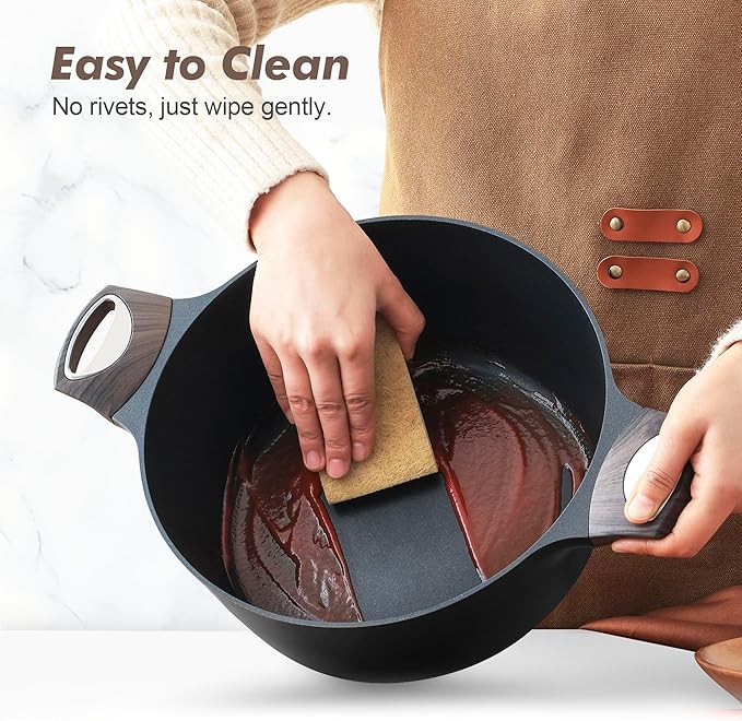 SENSARTE Pots and Pans Set Non stick, Non toxic Healthy Induction Cookware Sets, 14 Pcs Non Stick Kitchen Cooking Set with Frying Pans Set & Saucepan, PFOA PFOS APEO Free, Black