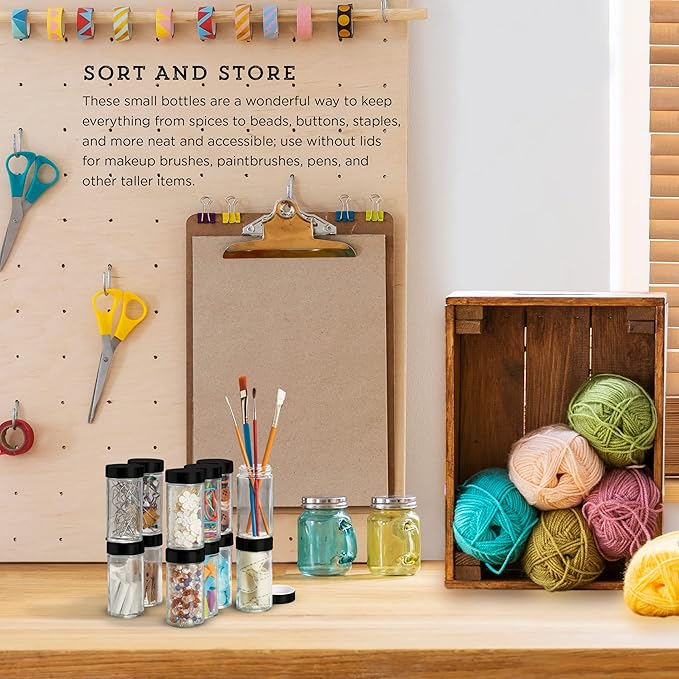 Kamenstein 5244227 Empty Jars With Black Cap, Set Of 12, 3-Ounce