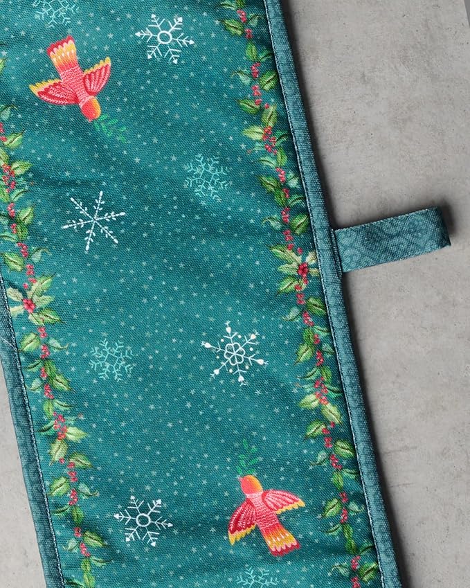 Maison d' Hermine Double Oven Mitts 100% Cotton 7"x35" Double Oven Mitt Heat Resistant BBQ Cooking Gloves with Loop, Baking, Grilling, Home, Kitchen, Handling Hot Pans (Hygge Christmas)