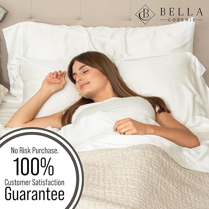Bella Coterie Luxury Bamboo Viscose Twin XL Size Sheet Set | 100% Organically Grown | Ultra Soft | Cooling for Hot Sleepers | 18" Deep Pocket [White]