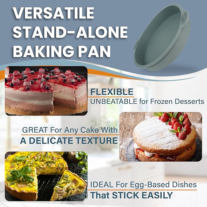 Spring Form Pans for Cheesecake, 6/8/10 Inch NONSTICK Springform Pan Set - Cheesecake Pan Set with LEAKPROOF SILICONE PROTECTOR - Cheese Cake Pans for Baking in WATER BATH - NO FOIL WRAP