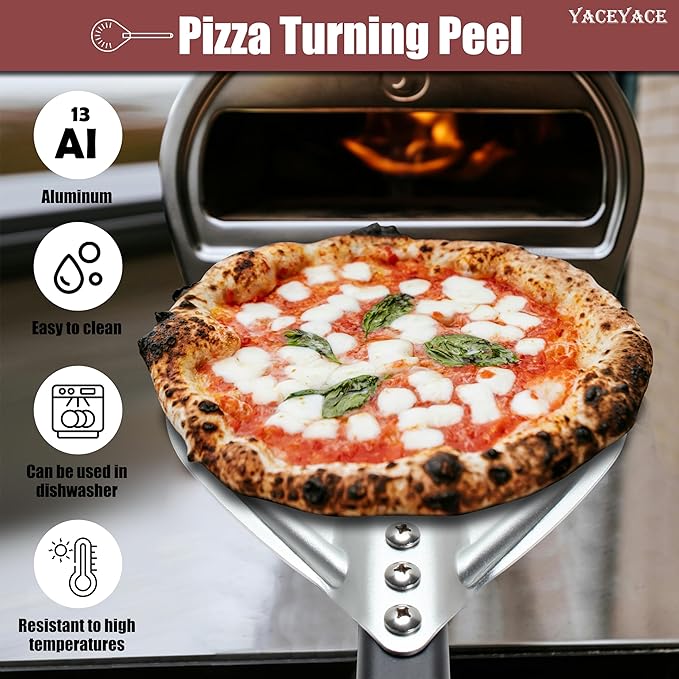 Pizza Turning Peel, 8-inch Metal Pizza Turner, Aluminum Turning Peel