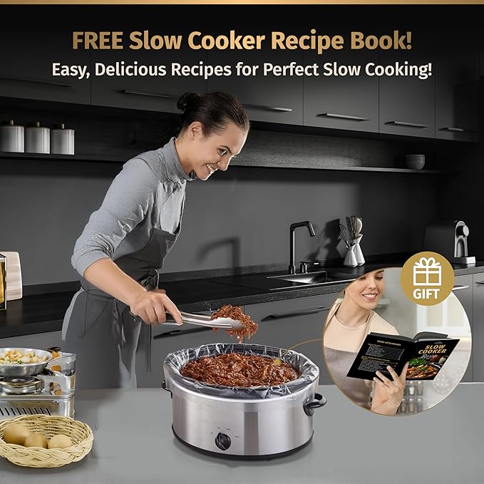 Matiks Slow Cooker Liners 3-8 Quart – Cooking Liner – Large Size 13" × 21" – Fit 3QT to 8.5QT Slow Cookers – Works for Oval & Round Pots – 30 Bags & Recipes Added – Compatible with Crock Pot