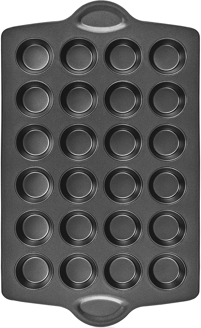HONGBAKE mini muffin pan nonstick 24, Cupcake Tin for Baking, Commercial Small Cup Cake Tray for Cheesecake, 1.8dia, Heavy-duty, Gray