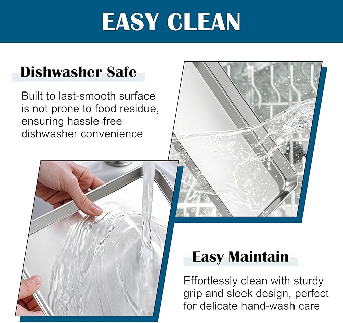 E-far Baking Sheet with Wire Rack (2 Pans + 2 Racks), Large Stainless Steel Cookie Sheets Pan & Cooling Rack for Baking Cookies Cake, Non Toxic & Heavy Duty, Oven & Dishwasher Safe, 18 x 13 x 1 Inch